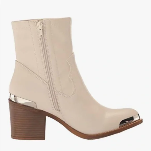 Dirty Laundry Cream Heeled Boots with Gold Accents - Picture 7 of 10